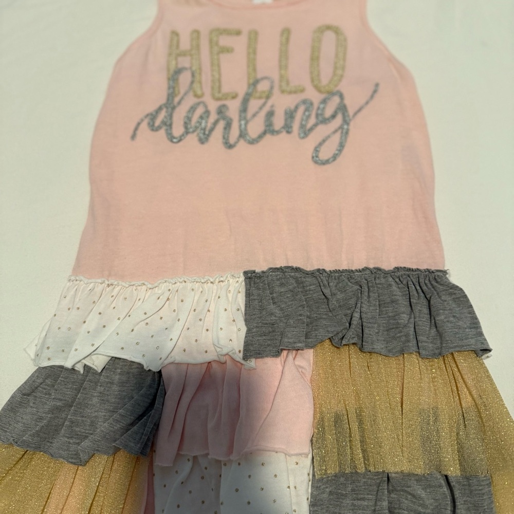 Pink and Gold Ruffle Dress